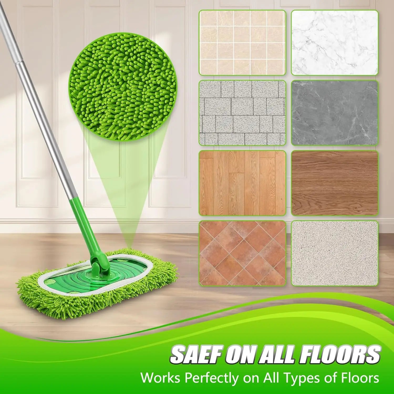 6Pcs Washable Microfiber Flat Mop Pads - Replacement Cloths for Wet Mopping, Fits Hardwood and Tile Floors