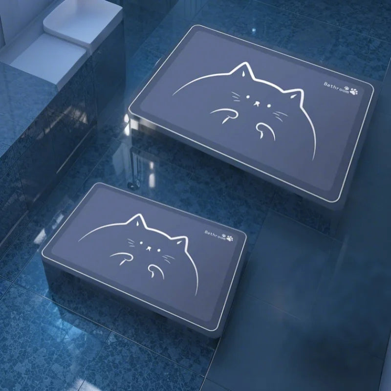 2pcs Bath Mat Rug Rubber Backing Non Slip Quick Dry Absorbent  Bathroom Rugs Soft Pet Feeding Mat Coffee&Chicken Mat Washable