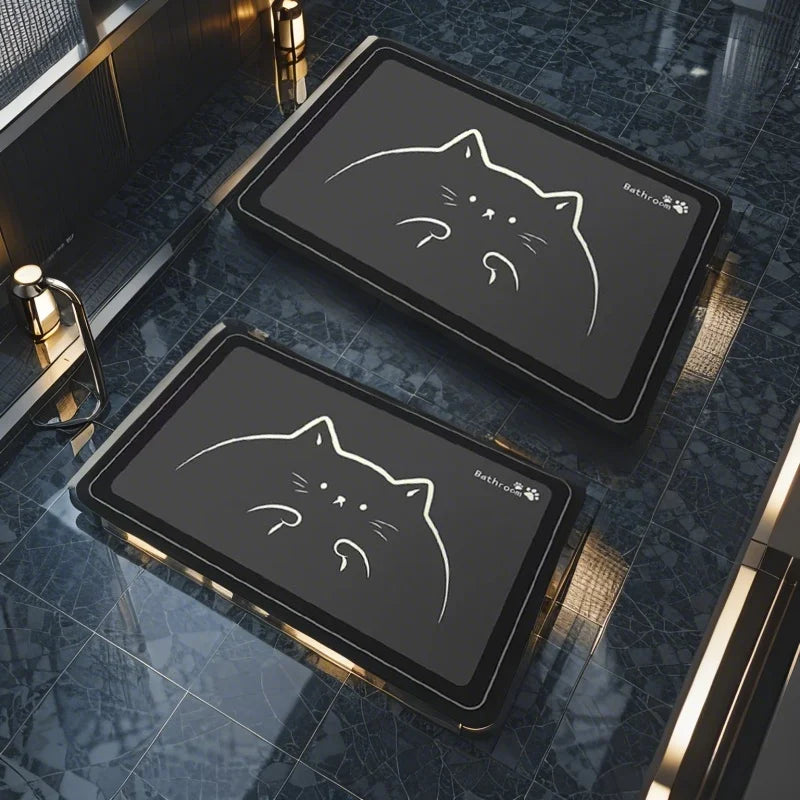 2pcs Bath Mat Rug Rubber Backing Non Slip Quick Dry Absorbent  Bathroom Rugs Soft Pet Feeding Mat Coffee&Chicken Mat Washable