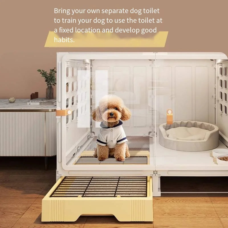 Household pet cage with separate toilet for small dogs Beagle and Teddy poodles one room one bathroom dog cage villa-style
