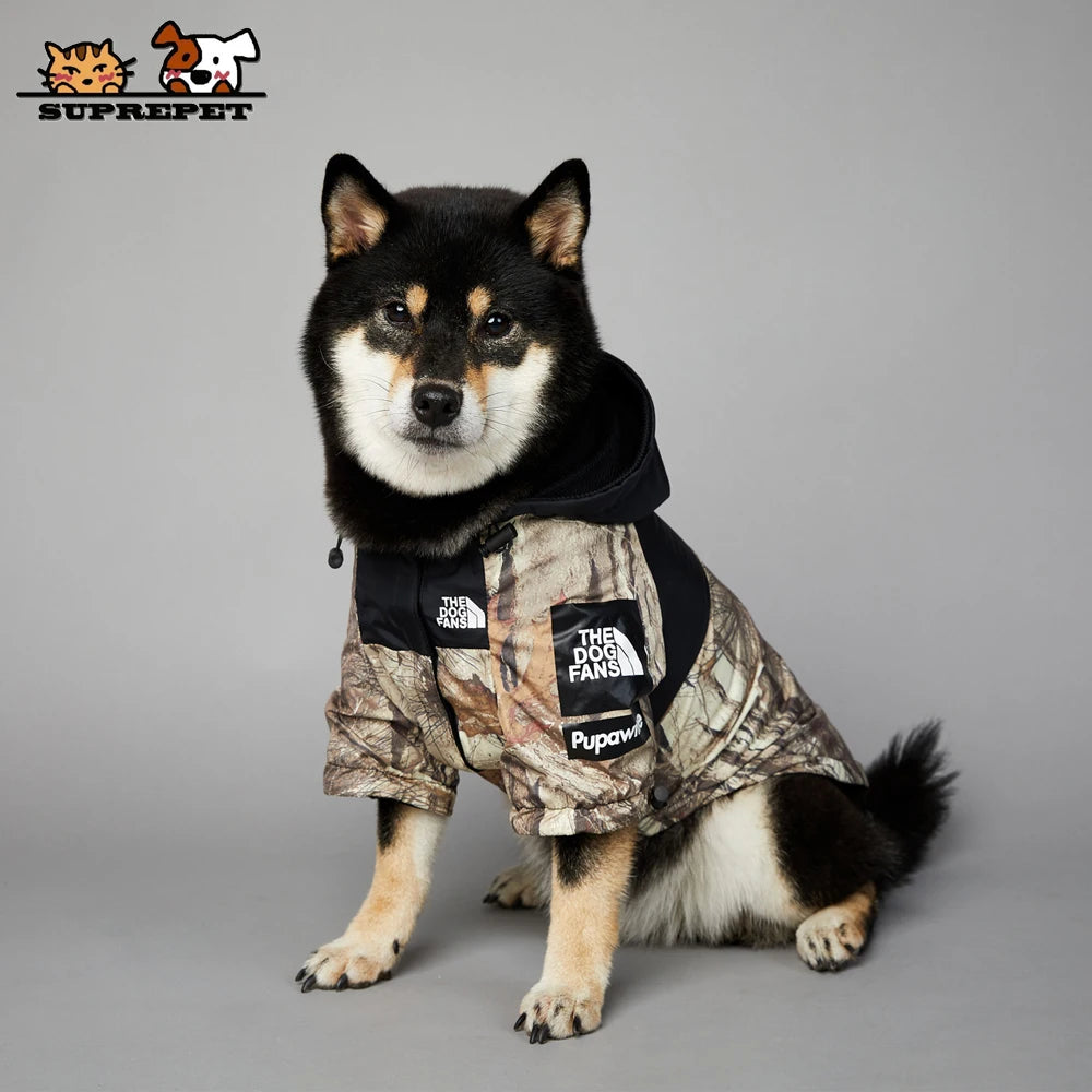 Dogface Pet Clothes Fashion Dog Raincoat Windproof Waterproof Dog Jacket Windbreaker Reflective Coats Large Dogs