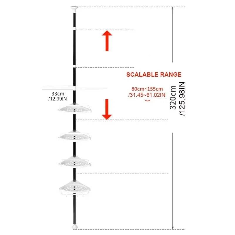 1 piece corner shower bar - shower bar organizer, floor standing shower towel rack corner waterproof, suitable for bedrooms