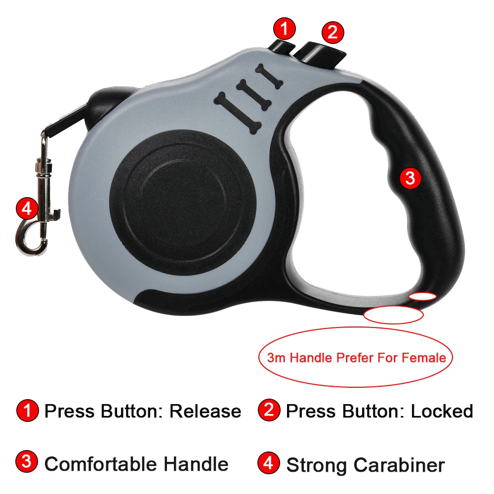 3m 5m Dog Leash Strong Nylon Puppy Lead For Small Medium Large Dogs Cats Automatic Retractable Durable