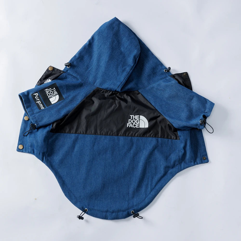 Dogface Pet Clothes Fashion Dog Raincoat Windproof Waterproof Dog Jacket Windbreaker Reflective Coats Large Dogs