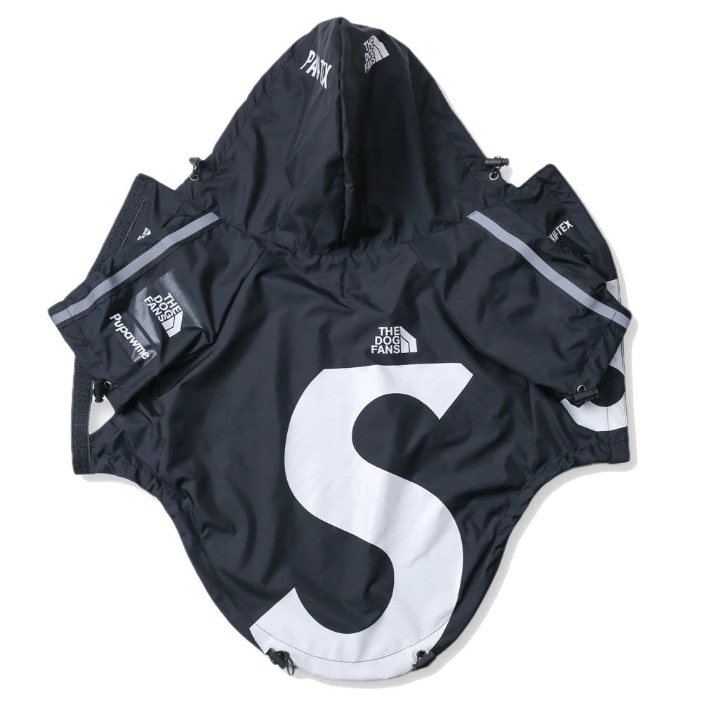 Dogface Pet Clothes Fashion Dog Raincoat Windproof Waterproof Dog Jacket Windbreaker Reflective Coats Large Dogs
