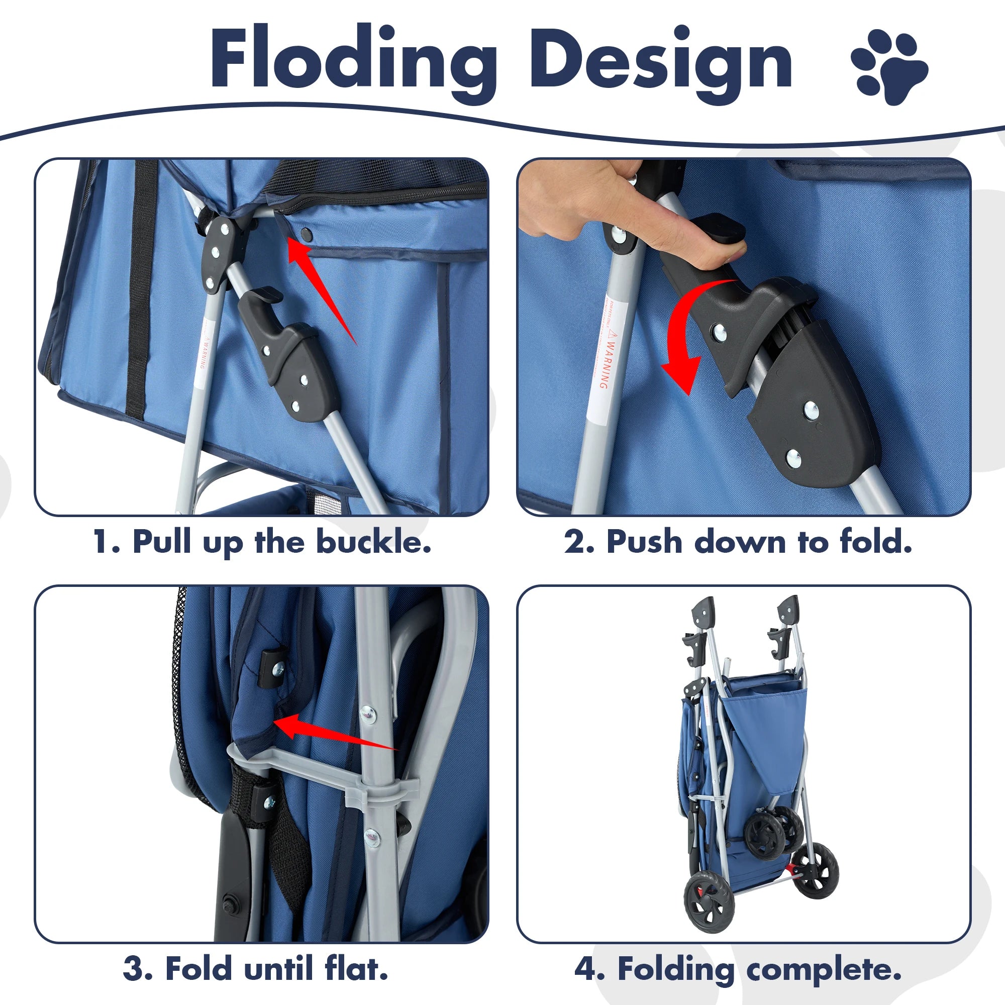 JHK 3 Wheels Foldable Pet Stroller for Small Dogs and Cats Stroller with Mesh Windows Storage Basket Cup Holder for Outdoor Use