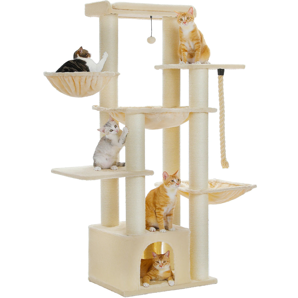 Cat Tower with Several Levels Cat House Climbing Tree with Hammock 11 Sisal Posts Large Perch