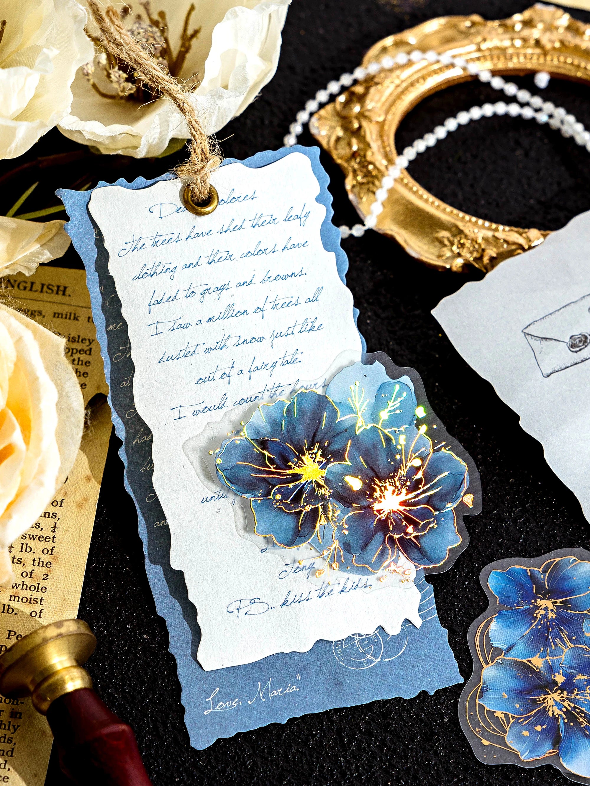 Mr Paper 120pcs PET Sticker Pack Flower Poem Series Matte Hot Stamping Handbook Decoration Stickers DIY Calendar Scrapbook Diary