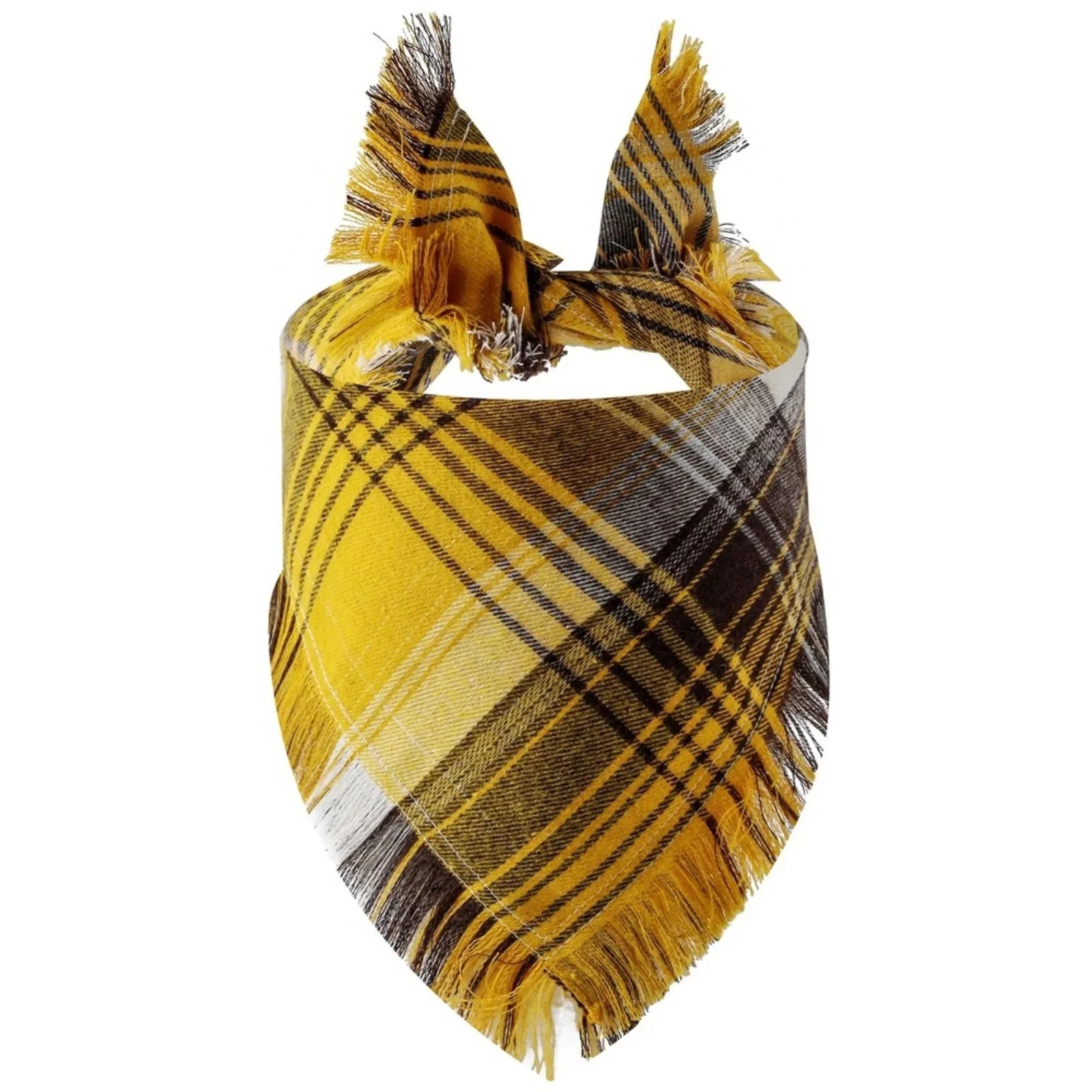 Trendy Pet Dog Bandana with Tassels Edges Classic Plaid Scarf Funny Dog Apparel Accessories Dress-Up Photo Prop