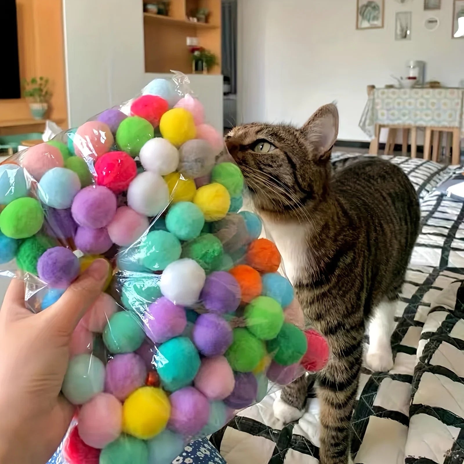 100pcs Pet Plush Ball Cat Teaser - Mute Toys For Cat Interactive Supplies - For Cats & Entertainment - Great Gift for Cat Lovers
