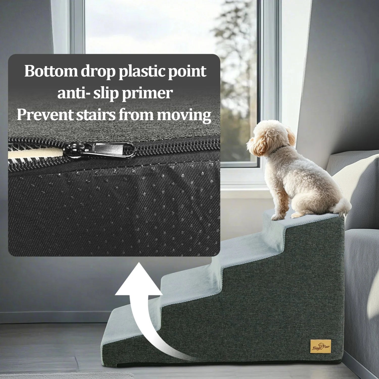 3/4 Steps Ramp with Washable Cover for Small pets, Non-Slip Balanced, Pet Steps for Couch Sofa, bed
