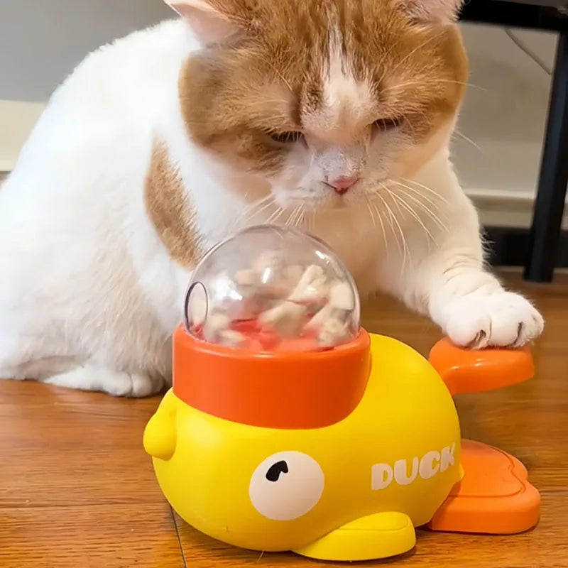 Pet cat and dog toy, little yellow duck pattern, pet intelligence, self-entertainment, food transmitter, leaky food toy