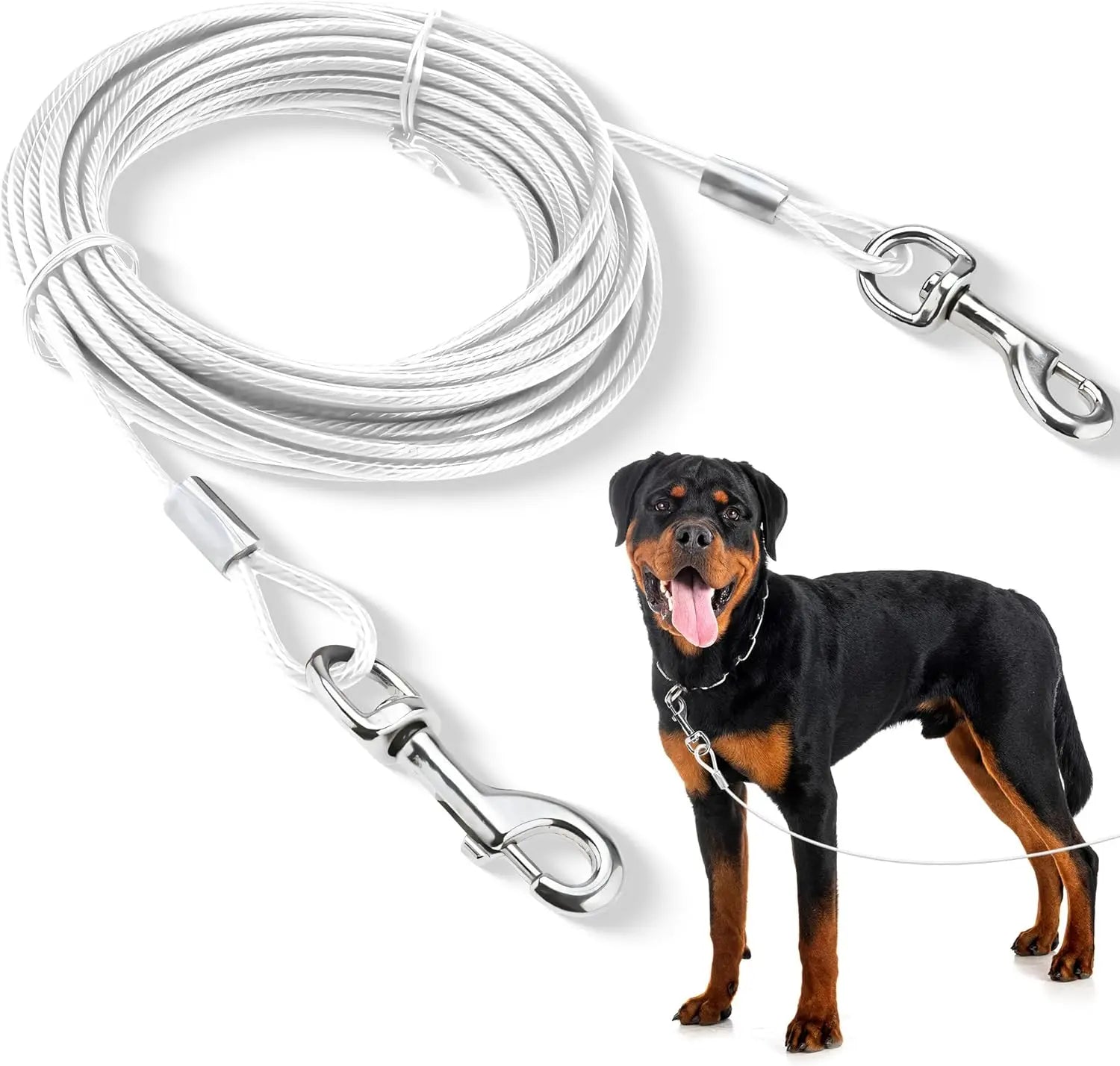 Double-headed Dog Tie Out Cable Leash ,raction rope with metal buckle steel wire anti-rust training collar,Outdoor Dogs Strap