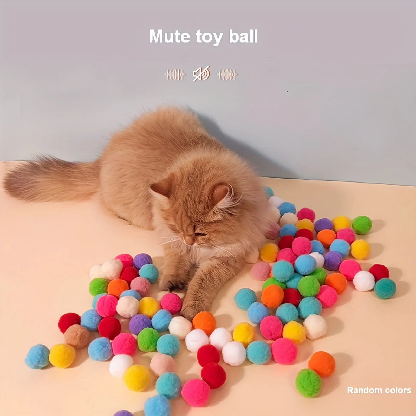 100pcs Pet Plush Ball Cat Teaser - Mute Toys For Cat Interactive Supplies - For Cats & Entertainment - Great Gift for Cat Lovers