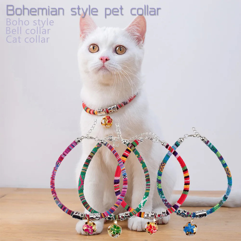 Pet Collars Cats and Dogs Retro Style Retractable Collars With Bells For Cats Small Dogs Pet Decorative Collars Pet Accessories