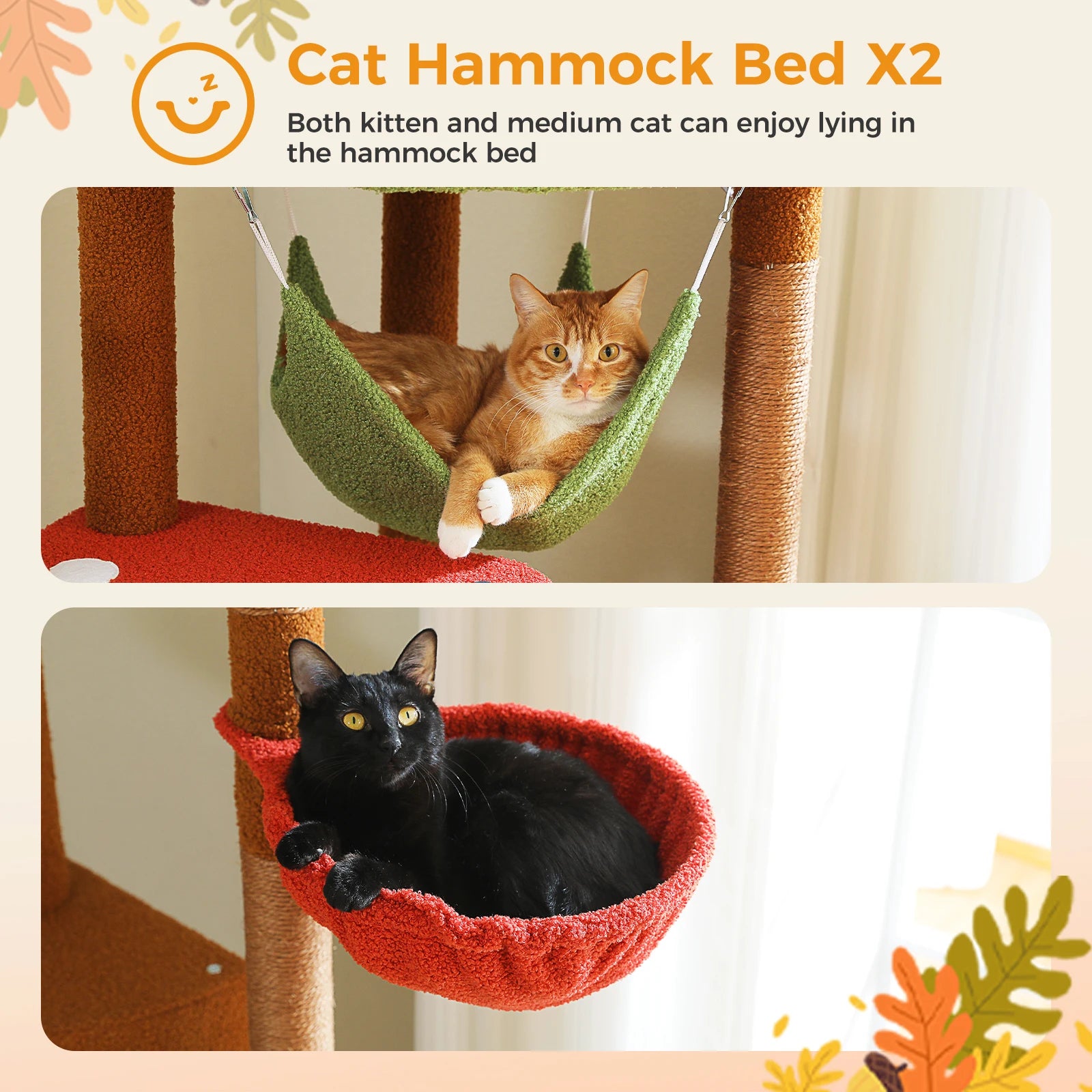 Floor to Ceiling Cat Tree with Sisal Scratching Posts Cozy Condo Hammock Adjustable Height Tall Cat Tower for Indoor Cat Toys