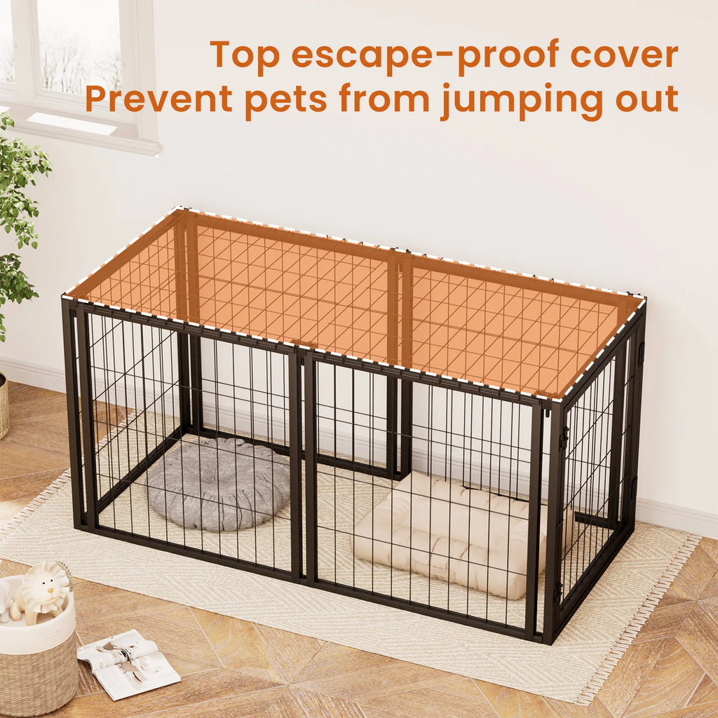 Dog Crate 47.2" Dog Kennel for Small Medium Dogs Puppy Dog Playpen with Top Pet Cage Indoor Black.47.2"L x 22"W x 24"H.