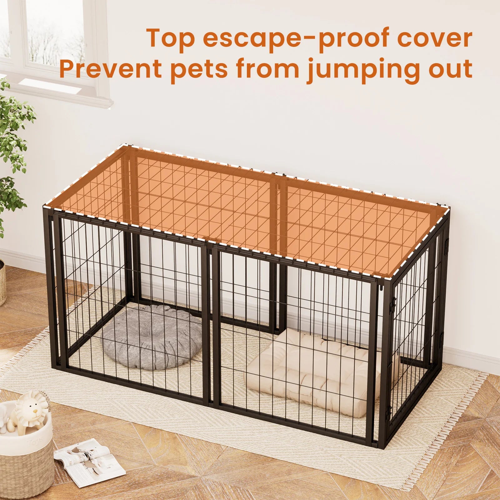 Dog Crate 47.2" Dog Kennel for Small Medium Dogs Puppy Dog Playpen with Top Pet Cage Indoor Black.47.2"L x 22"W x 24"H.