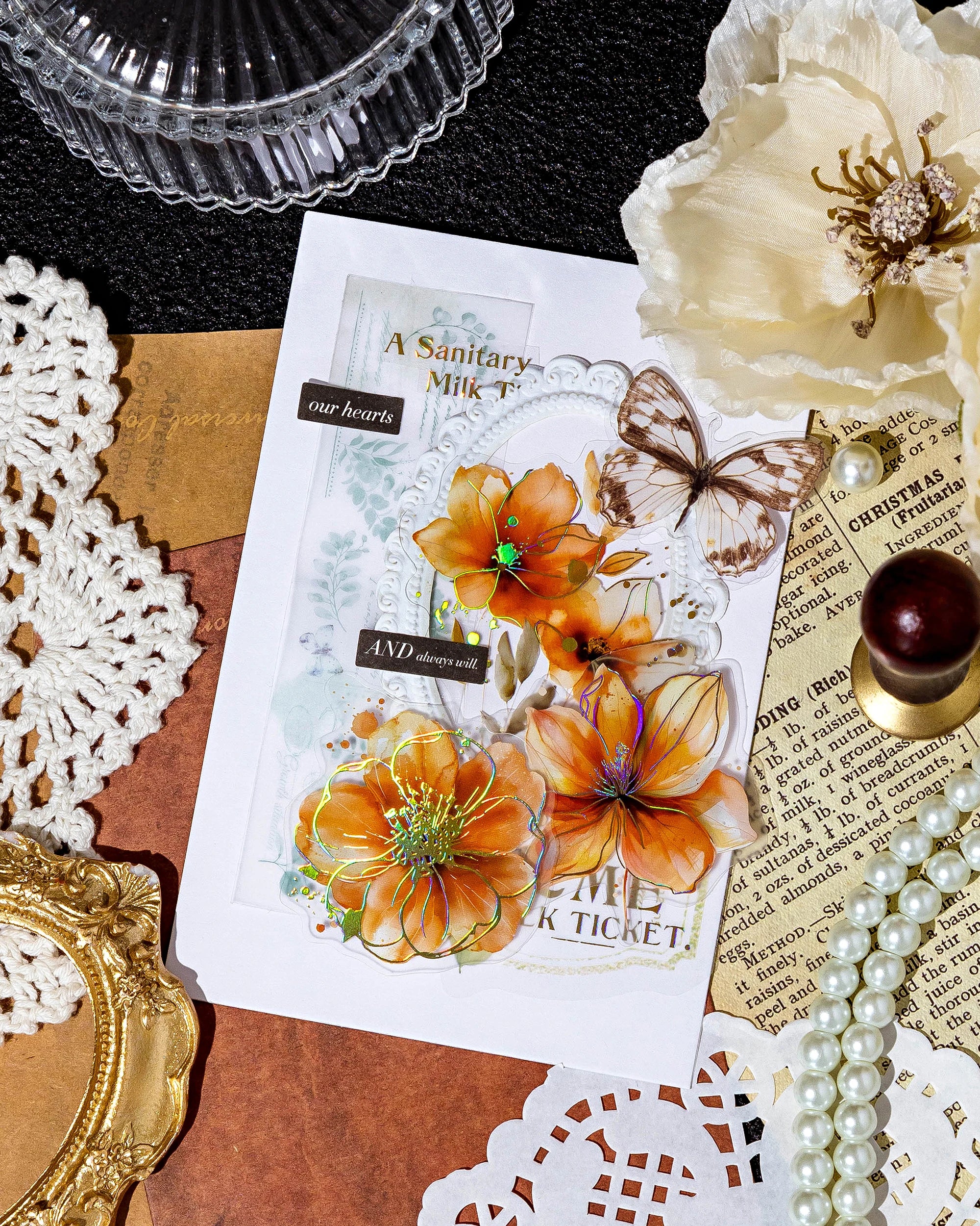 Mr Paper 120pcs PET Sticker Pack Flower Poem Series Matte Hot Stamping Handbook Decoration Stickers DIY Calendar Scrapbook Diary