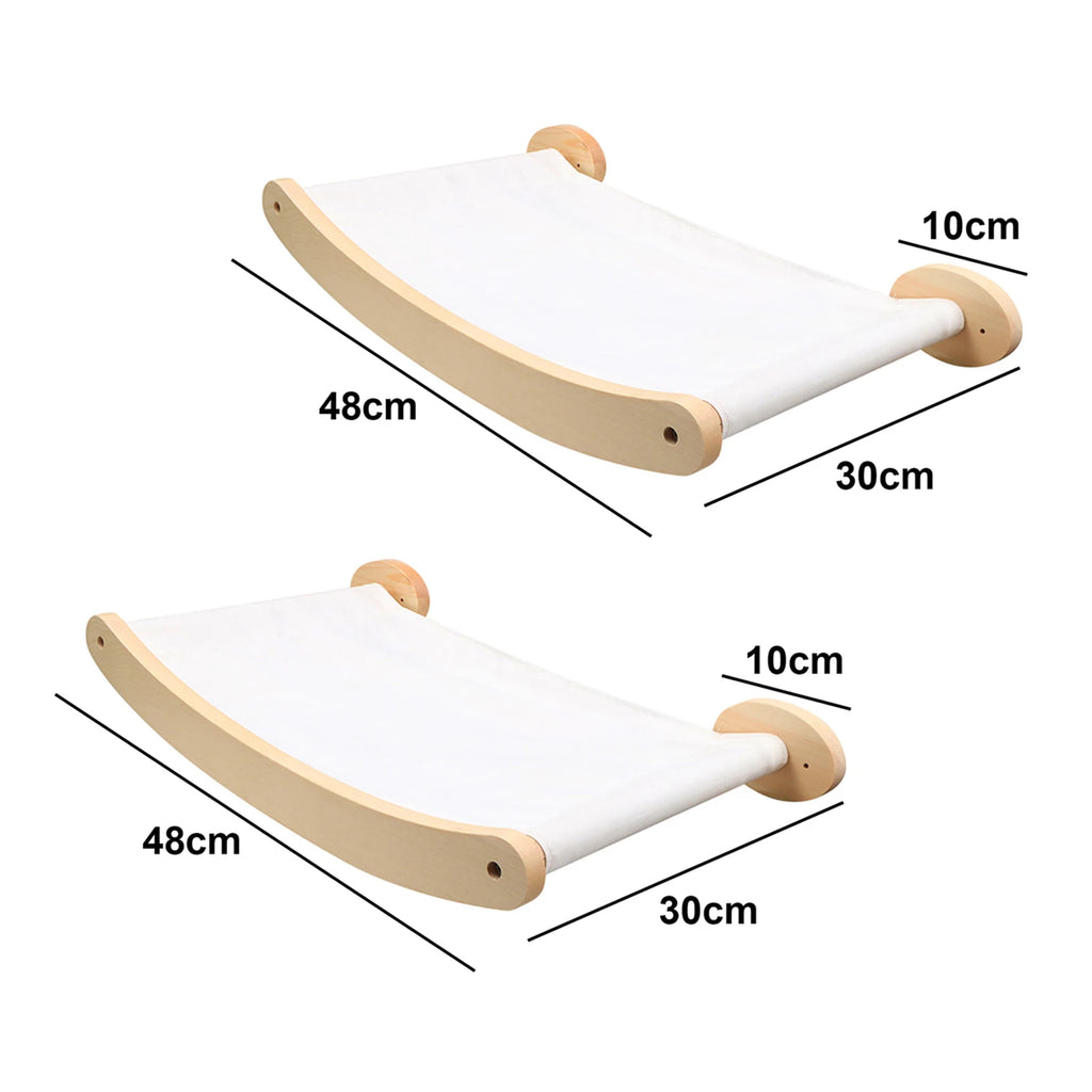 Wall Mounted Cat Tree Wooden Shelves Scratching Posts Climbing Cat tower Hammock With Solid Floating Perches Steps and Ladder