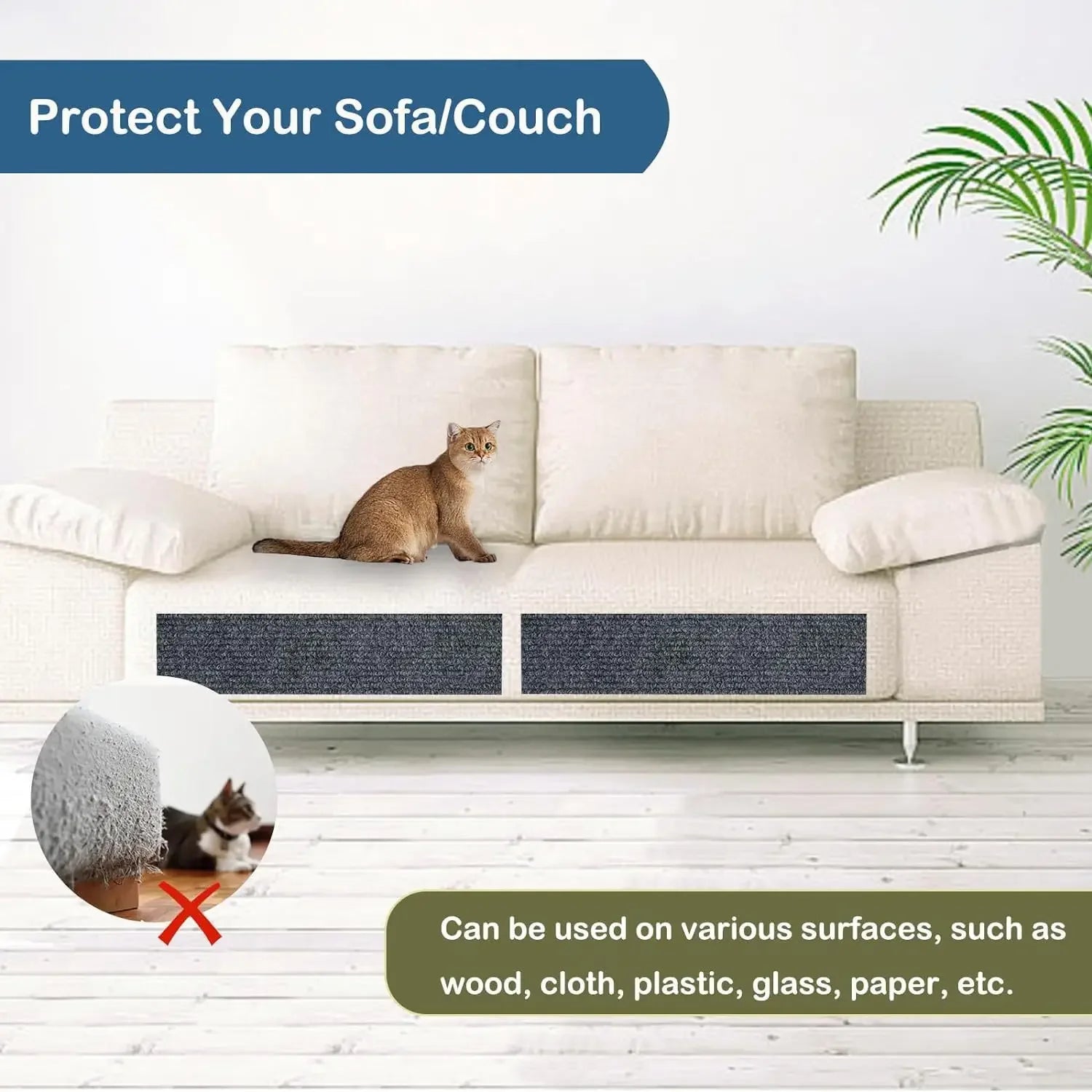 Self-Adhesive Cat Scratching Mat Trimmable Cat Carpet Cat Scratching Carpet Corner Wall Cat DIY Scratch Sofa Furniture Protector