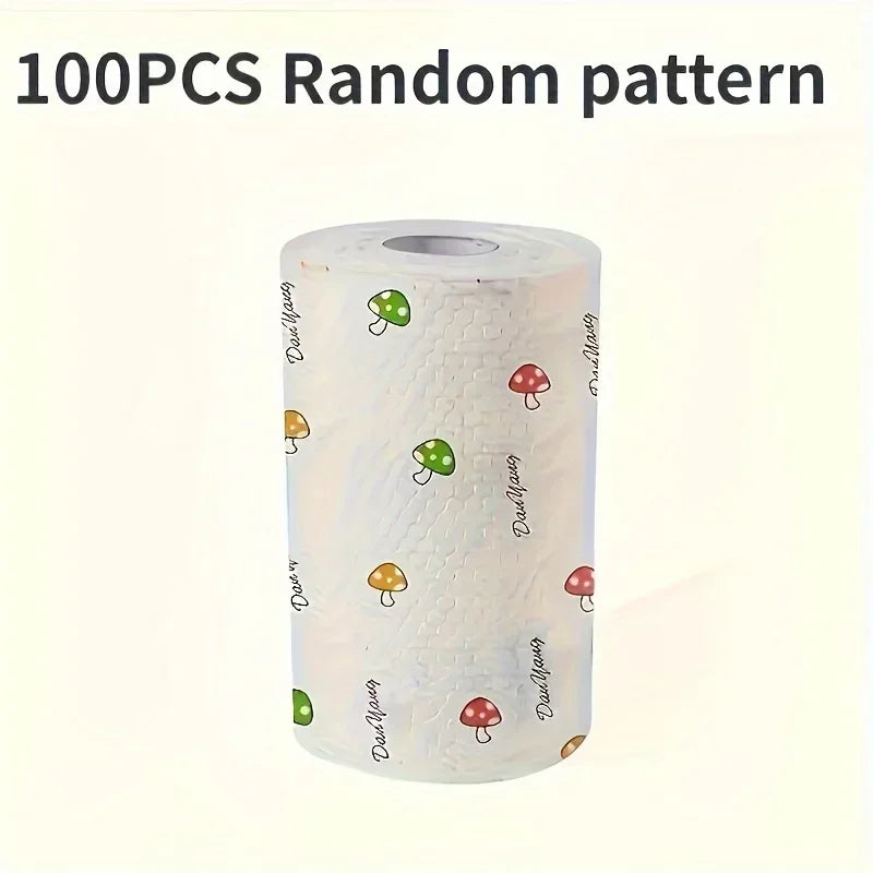 1 Roll (100 Sheets)Reusable and Washable Lazy Rag Paper Towels, Non-stick Oil and Degreasing Cleaning Cloth Household Supplies