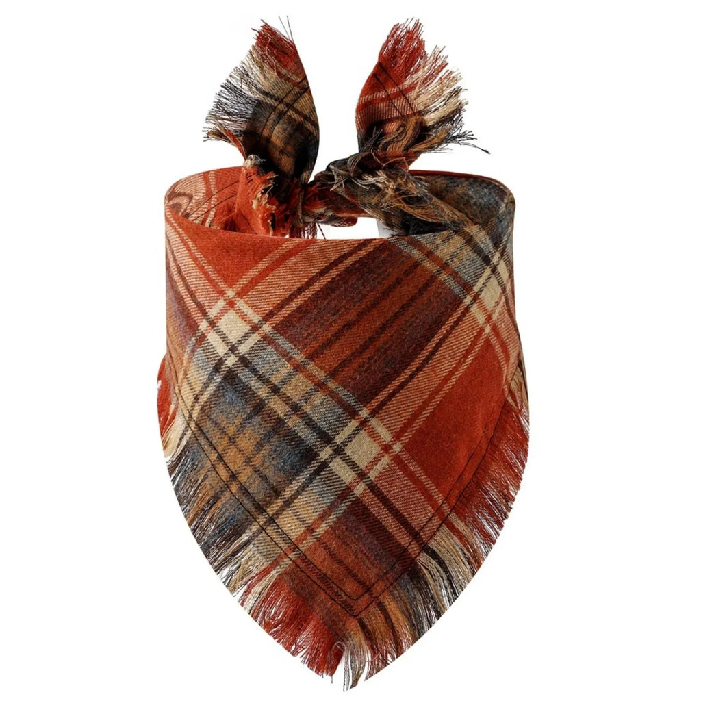 Trendy Pet Dog Bandana with Tassels Edges Classic Plaid Scarf Funny Dog Apparel Accessories Dress-Up Photo Prop
