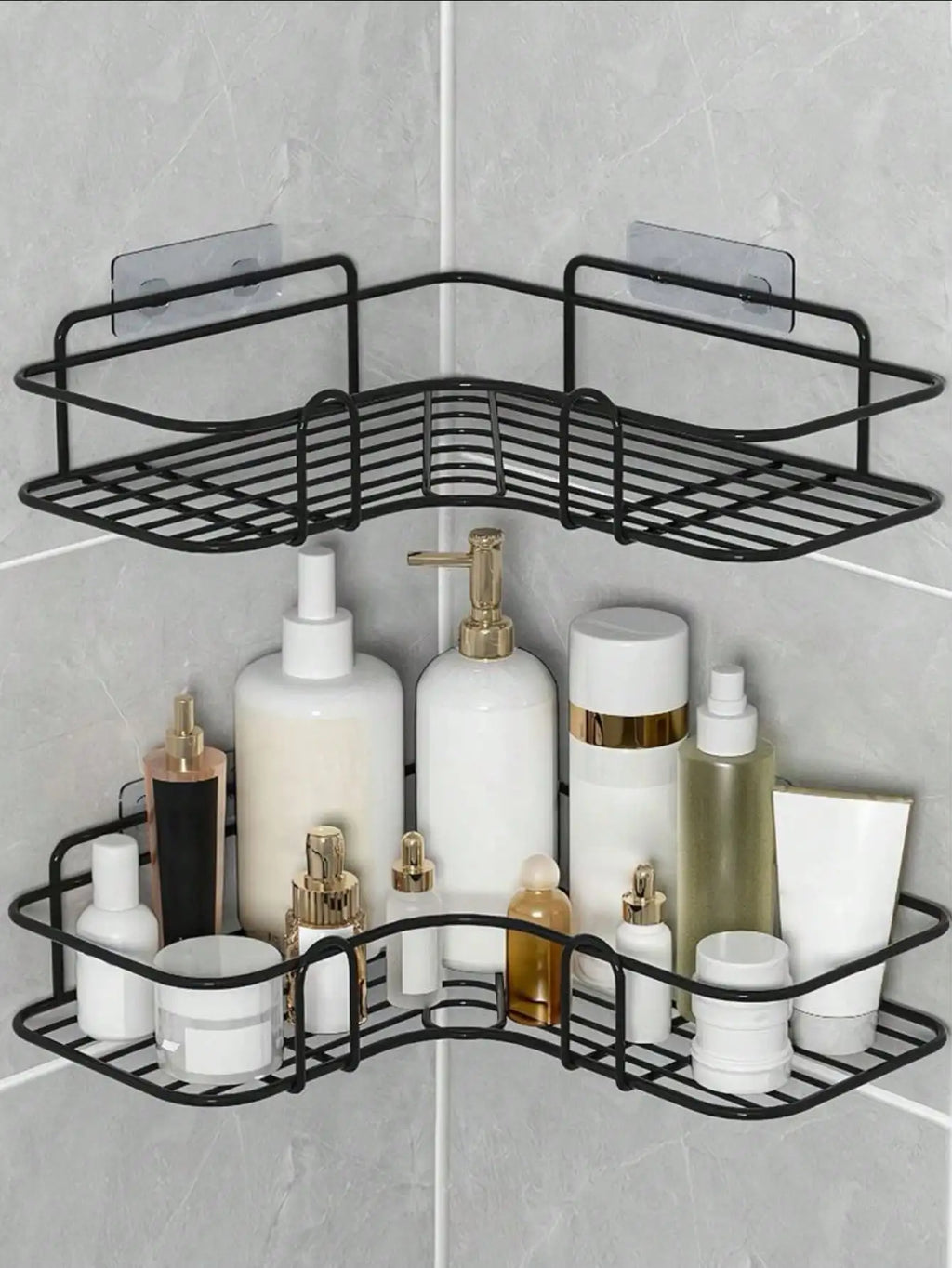 2pcs Punch-Free Triangle Corner Rack: Practical Bathroom Kitchen Home Storage Organizer