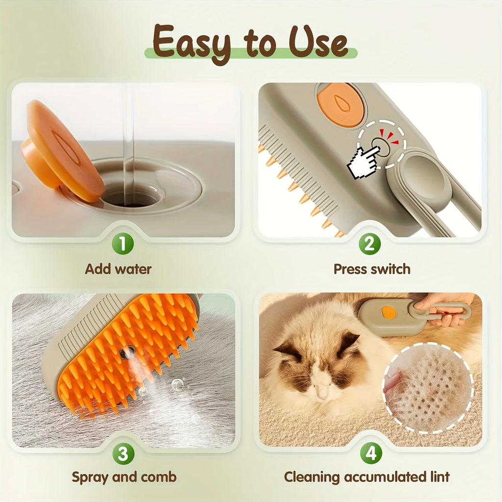 3-in-1 Self-Cleaning Pet Grooming Brush - Steam Spray Shedding Control for Cats Dogs (2026 New) | 24-hour Shipping