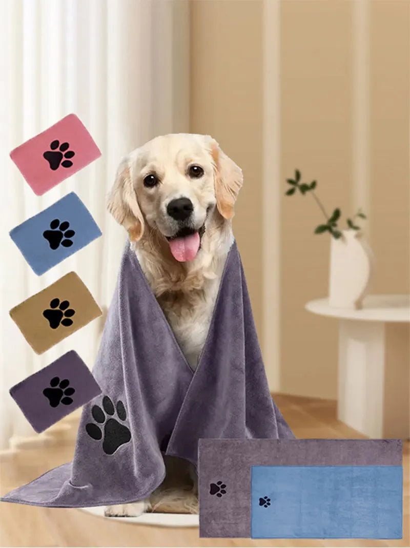 35*75cm/50*100cm Microfiber Pet Bath Towel Embroidered Super Soft Absorbent