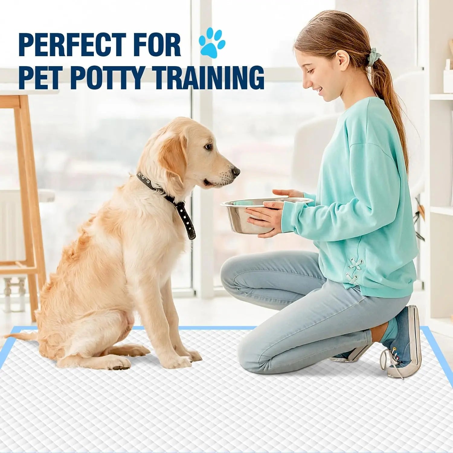 Super Absorbent Pets Pee Pads - 23.62x23.62,Leak-Proof Disposable Dog Pee Training Pads for Puppies, Dogs, Doggie, Cats, Rabbits