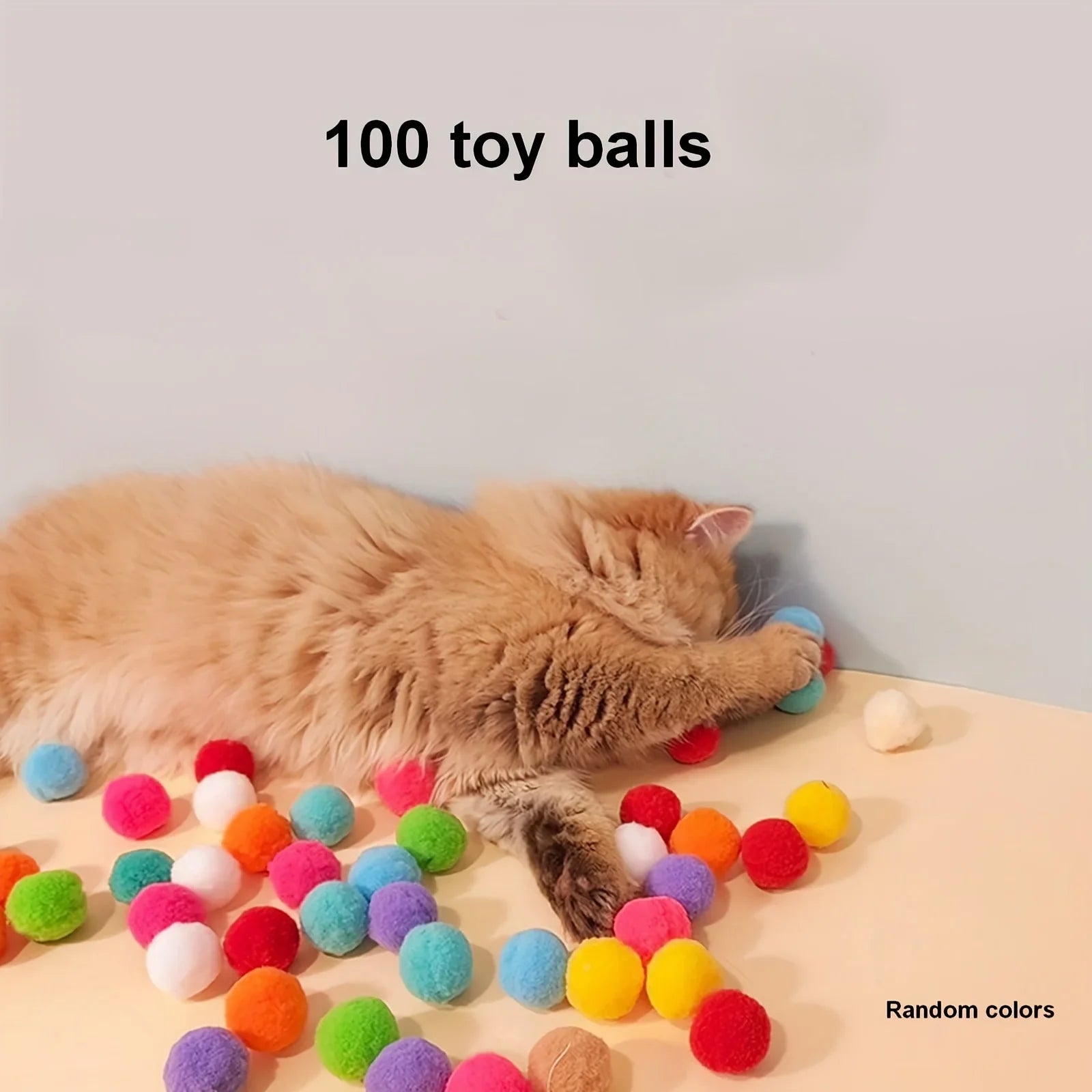 100pcs Pet Plush Ball Cat Teaser - Mute Toys For Cat Interactive Supplies - For Cats & Entertainment - Great Gift for Cat Lovers