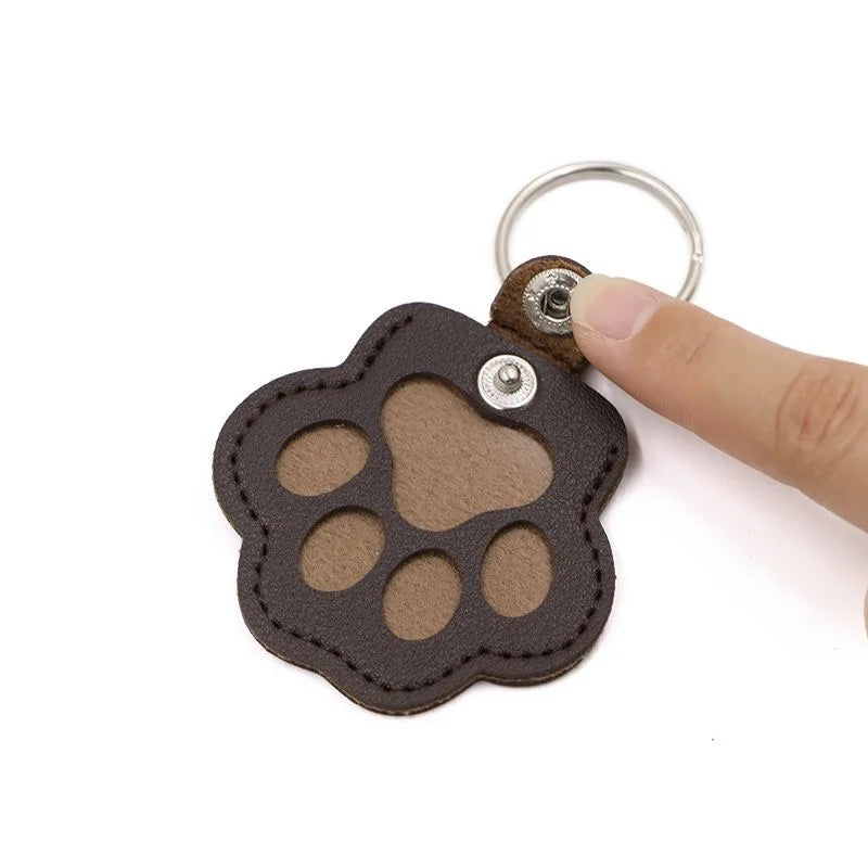 Pet Hair Memorial Keychain PU Leather Keepsake Locket for Cat Dog Fur Pet Hair Storage Pendant Handbag Hanging Accessories
