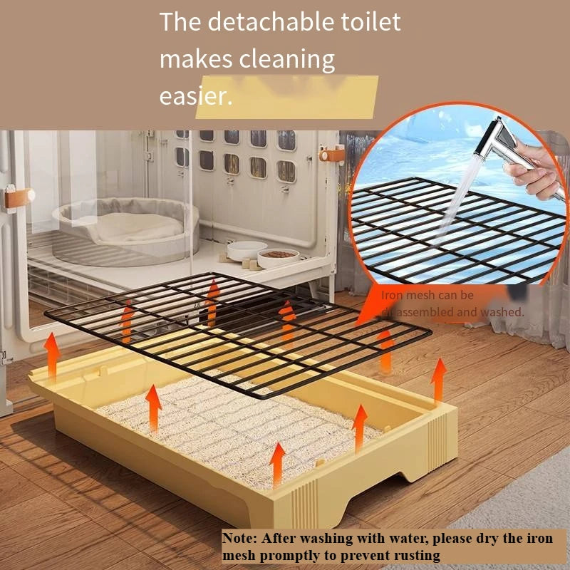 Household pet cage with separate toilet for small dogs Beagle and Teddy poodles one room one bathroom dog cage villa-style