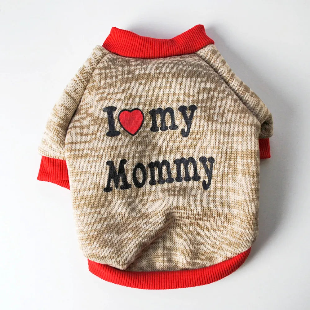 Small Dog Clothes Cute Puppy Cat Clothing Cotton T-shirt Chihuahua Pug Clothes Vest Spring Autumn Pet Costume I Love Daddy Mommy