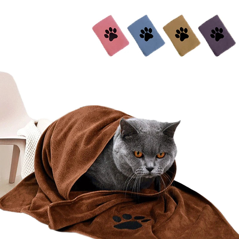 35*75cm/50*100cm Microfiber Pet Bath Towel Embroidered Super Soft Absorbent