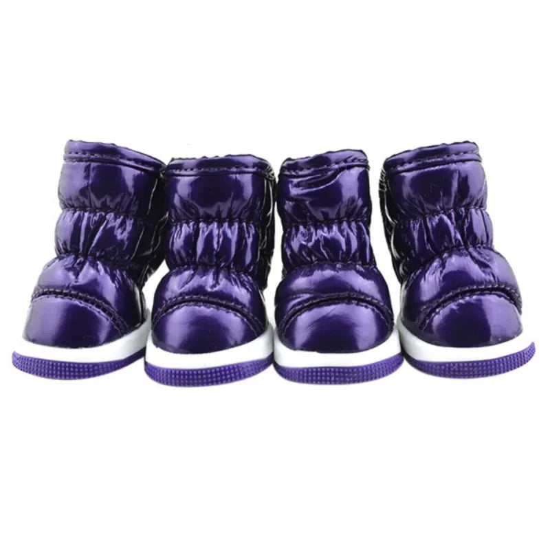 4pcs/set Pet Dog Winter Rain Shoes Waterproof Dogs Warm Snow Boots Puppy Dog Non-Slip Shoes For Small Medium Dog Yorkie Shoes