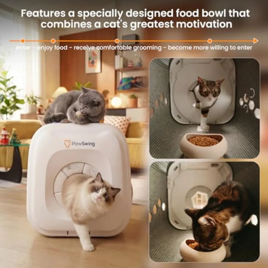 Cat Self Groomer Plus for Hairball Control and Shedding Relief 360° Skin Friendly Brush Pet Hair Remover Gentle Self Cleaning A
