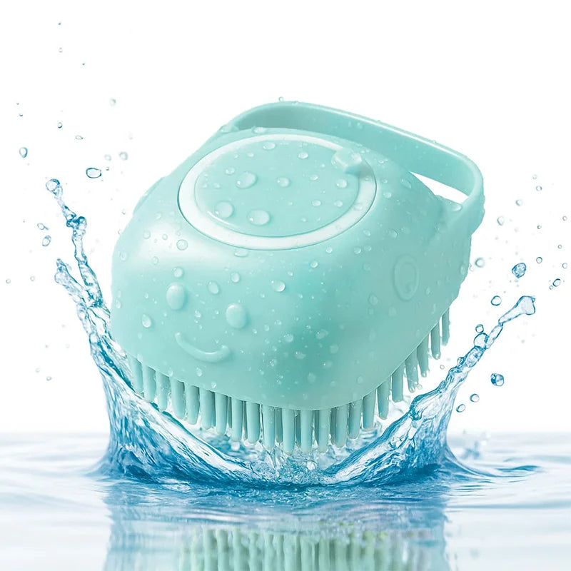 Pet Grooming Brush with Massage Function, Silicone Dog Cat Brush for Relaxing, Cute Smile Design Comfortable Care, 1pc