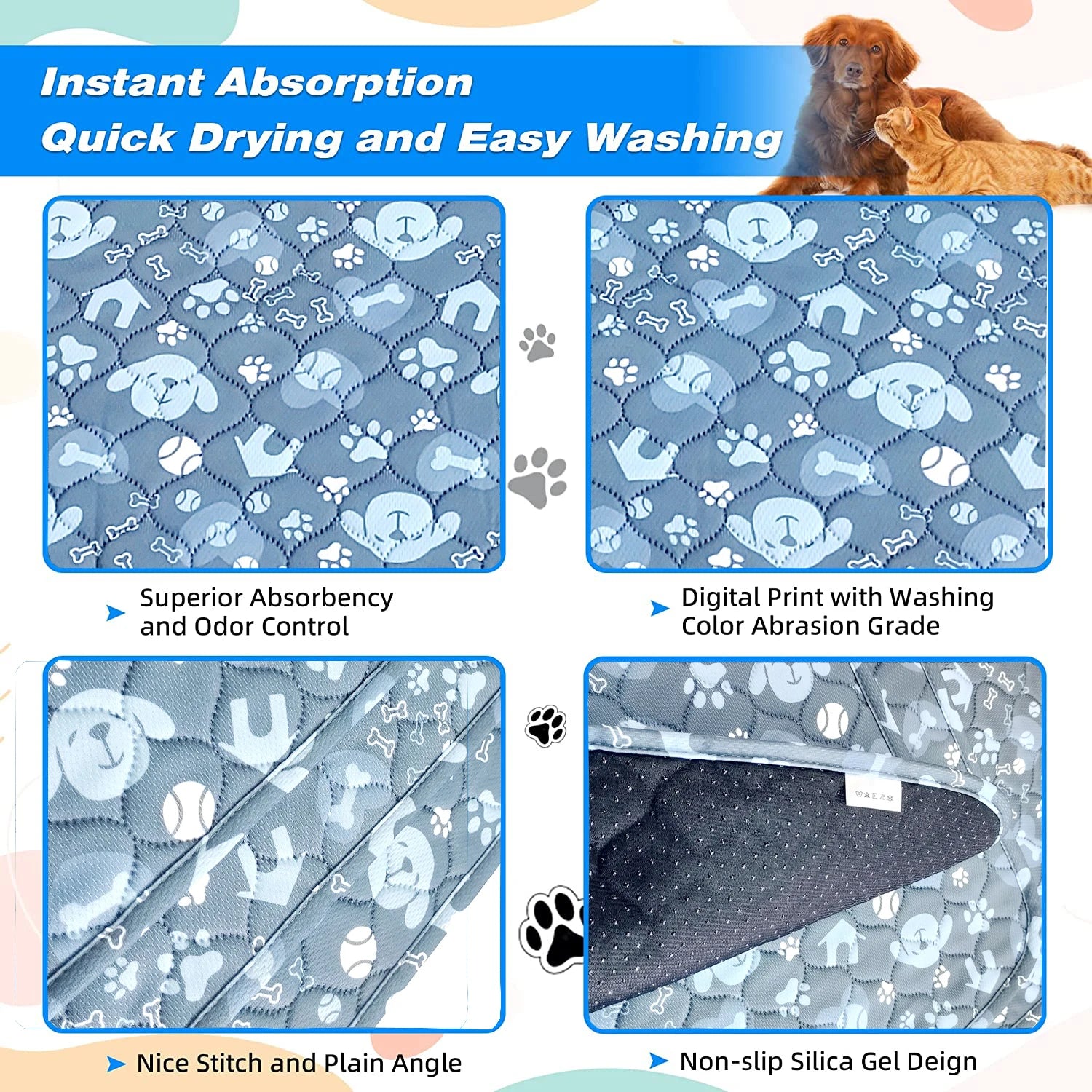 2pcs Large Pet Dog Pee Pads,Reusable Dogs Puppy Pads Pet Training Pads for Dogs, Absorbent and Leak-Proof Whelping Pads winter