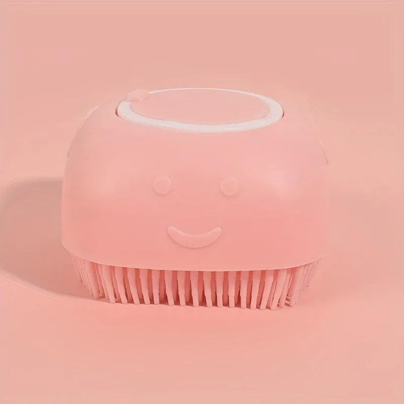 Pet Grooming Brush with Massage Function, Silicone Dog Cat Brush for Relaxing, Cute Smile Design Comfortable Care, 1pc