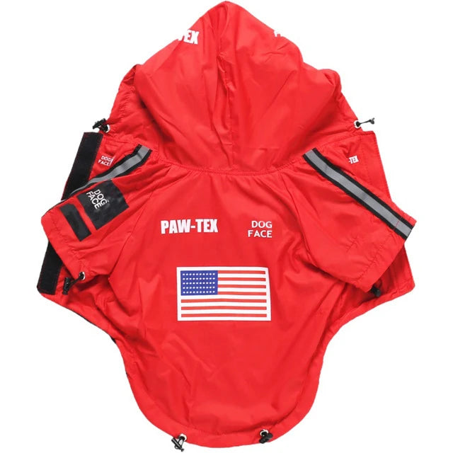 Dogface Pet Clothes Fashion Dog Raincoat Windproof Waterproof Dog Jacket Windbreaker Reflective Coats Large Dogs