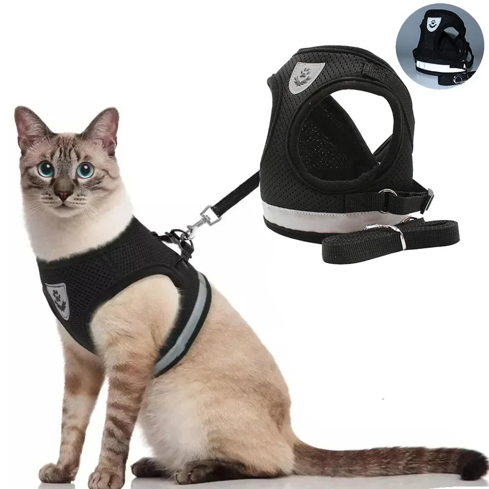 Cat Harness Leash Set Adjustable Reflective