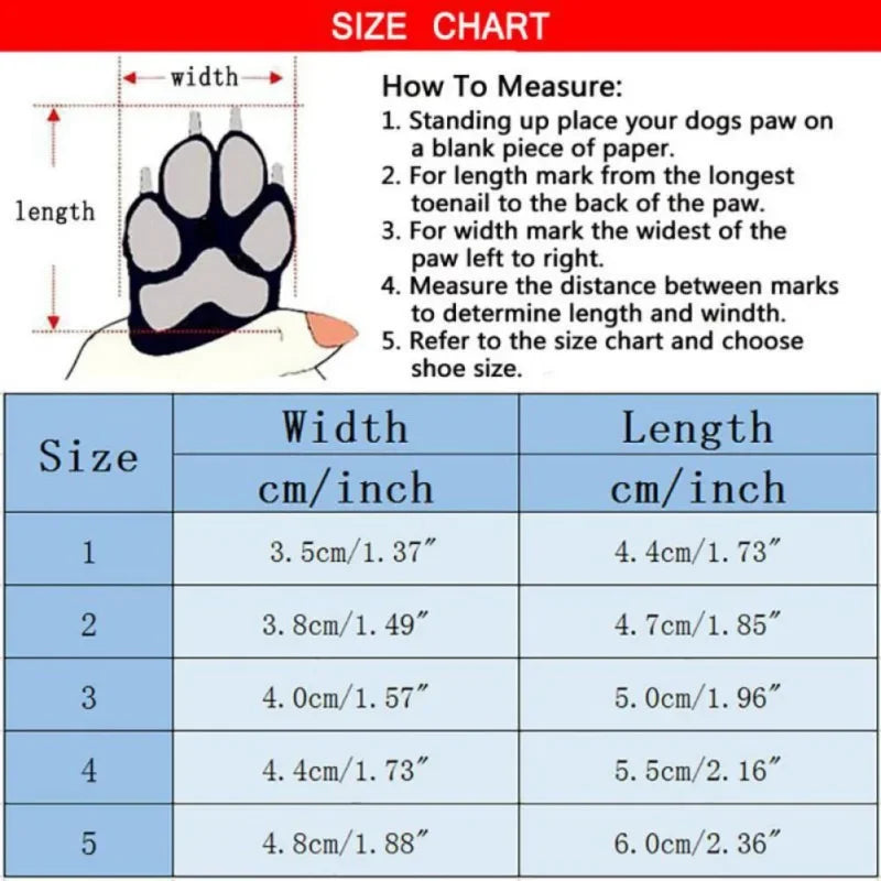 4pcs/set Pet Dog Winter Rain Shoes Waterproof Dogs Warm Snow Boots Puppy Dog Non-Slip Shoes For Small Medium Dog Yorkie Shoes