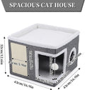 Cat Beds for Indoor Cats,Large Cat Cave with Cozy Condo,Fluffy Hanging Ball,Foldable Indoor Cat House Hold Up to 30LBS