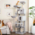 Cat Tree, 73.6 inch Cat Tower for Large Cat Indoor, 2 Top Perches with 1 Widened, 2 Condos with 1 Enlarged, Steel Frame Hammock