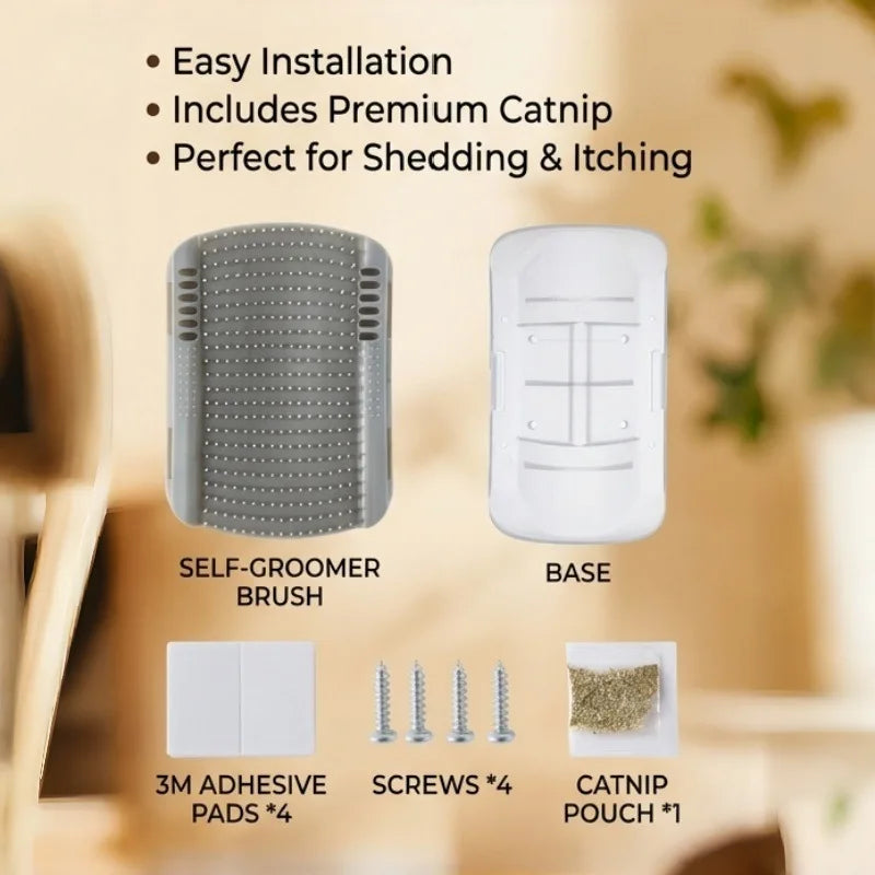 Cat Massager Brush Pet Combs Stick-able Plastic Scratcher Remove Hair Grooming with Catnip Kitten Self-Clean Supply Accessories