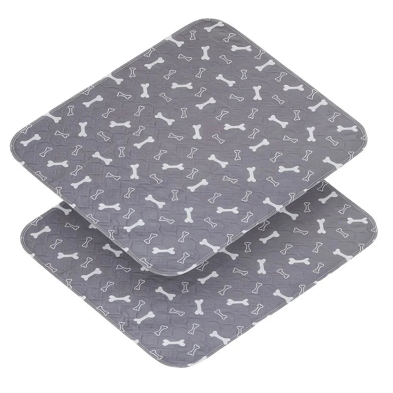 Washable Dog Pee Pads, 2 Pieces 18inchx24inch / 34inch X 36inch Reusable Puppy Pee Pads, Absorbent Pee Pads with Bone Print, Non-Slip Waterproof Pet Training Pads, Suitable for Sofas, Slatted Beds