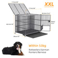 XXL Large Heavy Duty Dog Crate Strong Pet Cage Tear Resistant Square Tube Metal Kennel Playpen with Lockable Wheels and Tray