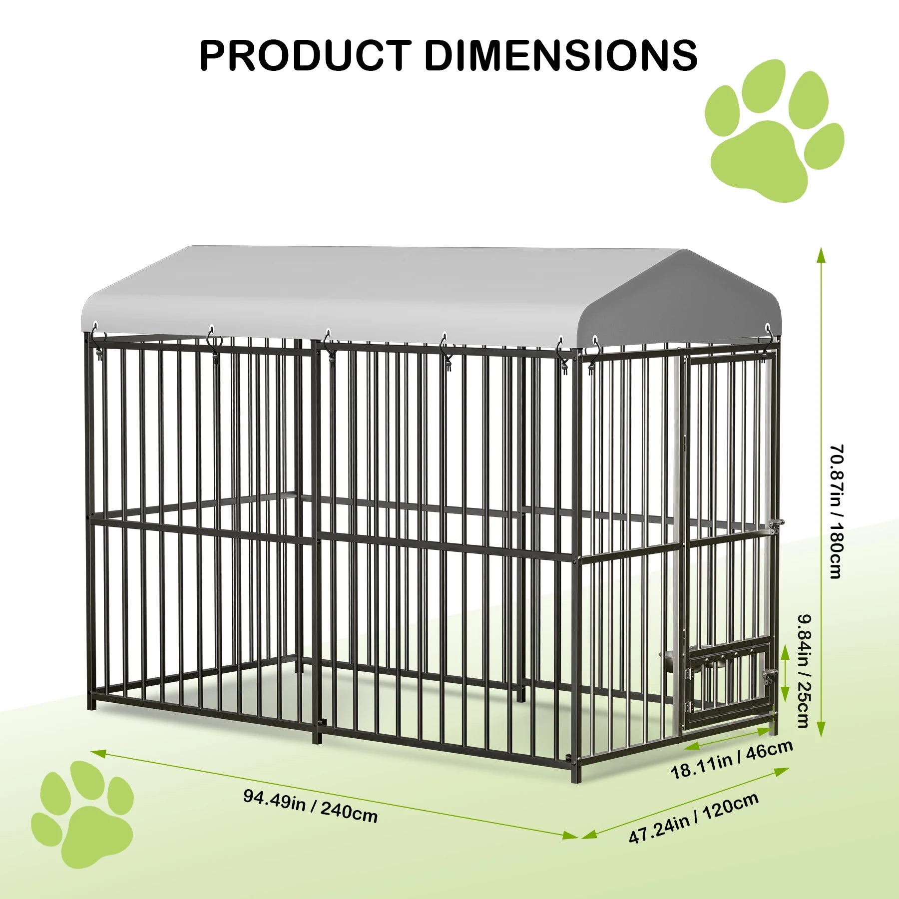 Large Dog Kennel Outside Heavy-Duty Outdoor Dog Cage Walk-in Pet Playpen with Roof， Double Lock, Enclosures with UV-Resistant